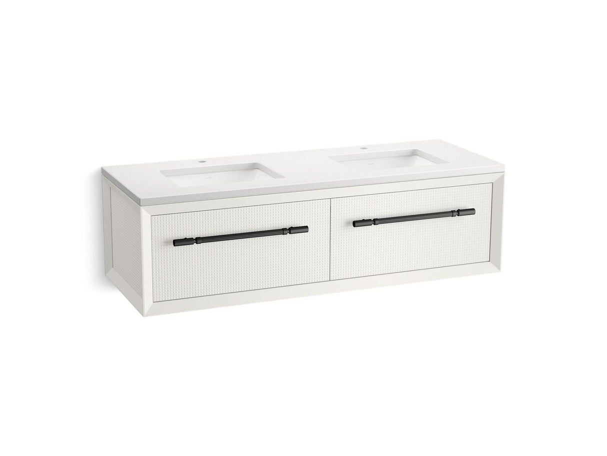 Enivo® 60" wall-hung bathroom vanity cabinet with sinks and quartz top