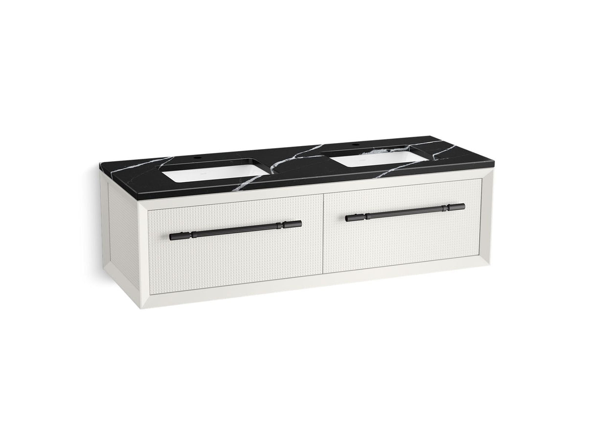 Enivo® 60" wall-hung bathroom vanity cabinet with sinks and quartz top