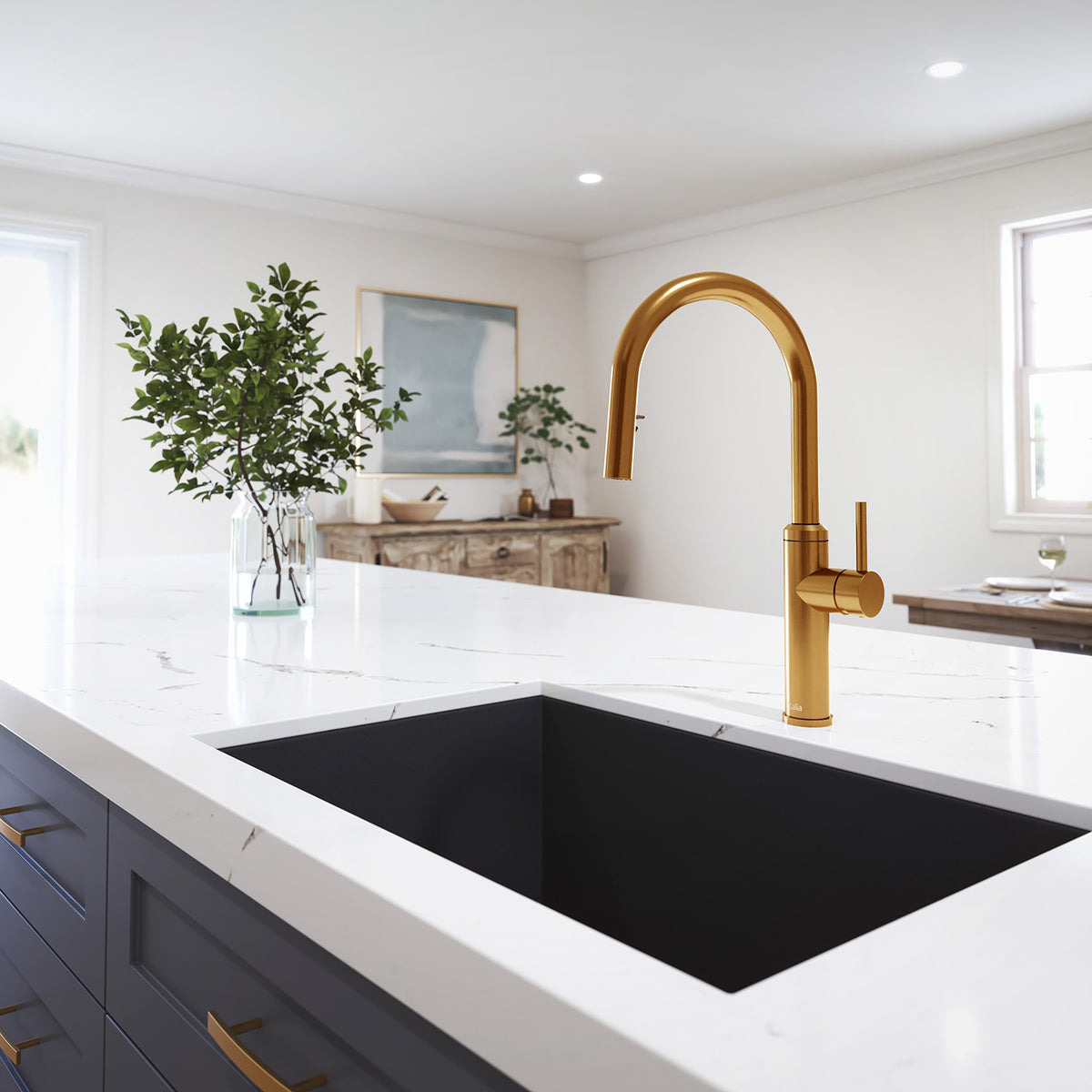 ENORA diver Single Handle Kitchen Faucet Pull-Down Dual Spray