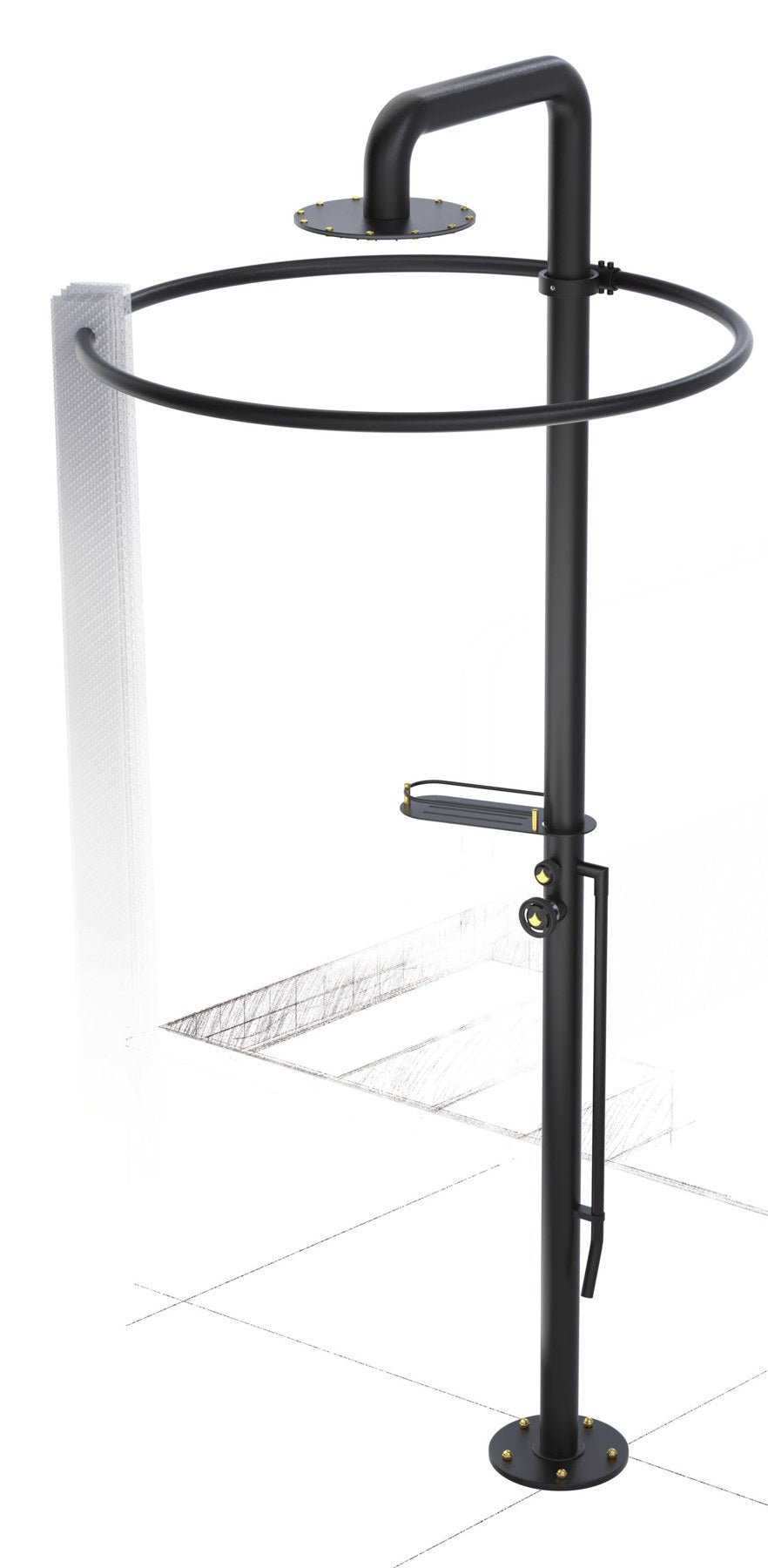 Rubinet Shower Curtain Hoop for outdoor Shower (Stainless Steel) (9HSC3)