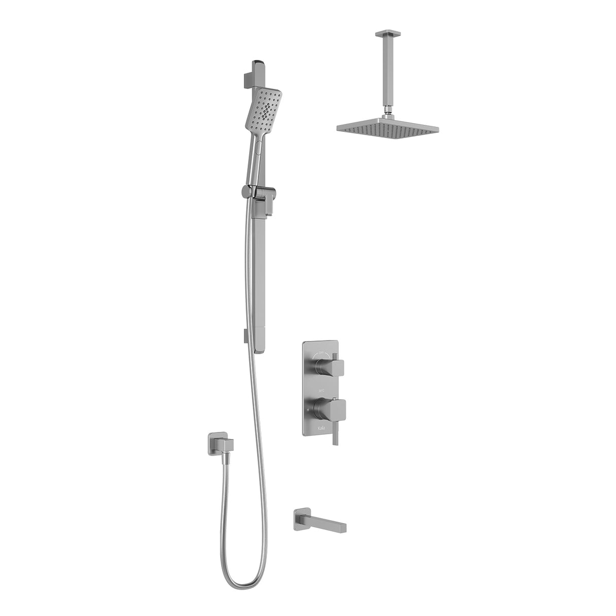 SquareOne TD3 (Valve Not Included) : AQUATONIK T/P with Diverter Shower System with Vertical Ceiling Arm