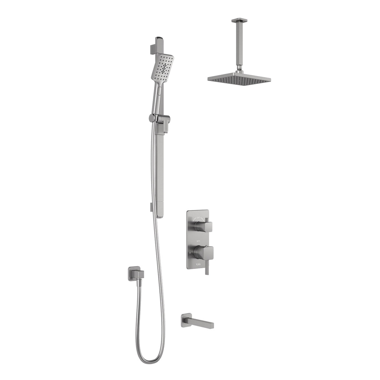 SquareOne TD3 (Valve Not Included) : AQUATONIK T/P with Diverter Shower System with Vertical Ceiling Arm