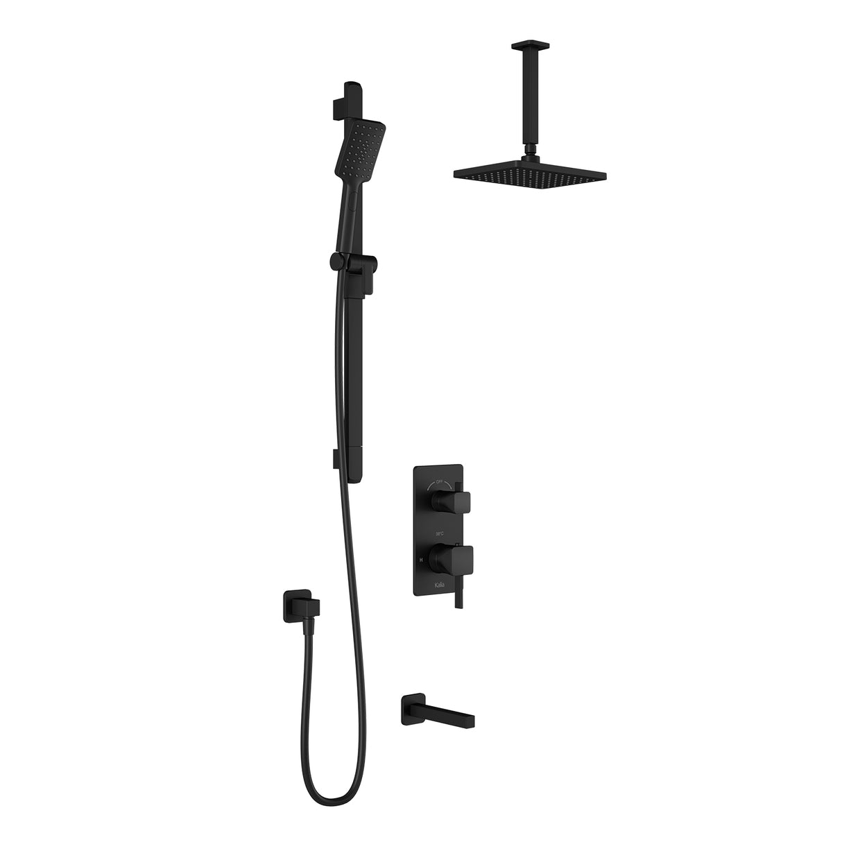 SquareOne TD3 (Valve Not Included) : AQUATONIK T/P with Diverter Shower System with Vertical Ceiling Arm