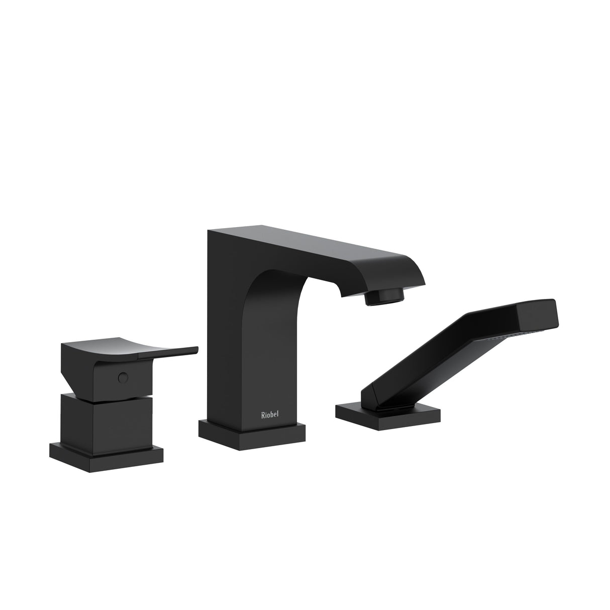 Zendo 3-piece deck-mount tub filler with hand shower trim