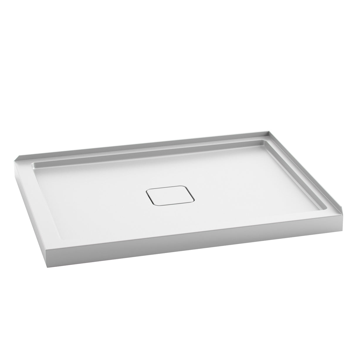 KOVER 48x36 Rectangular Acrylic Shower Base 48x36 with Central Drain and Right Integrated Tiling Flange on 2 Sides