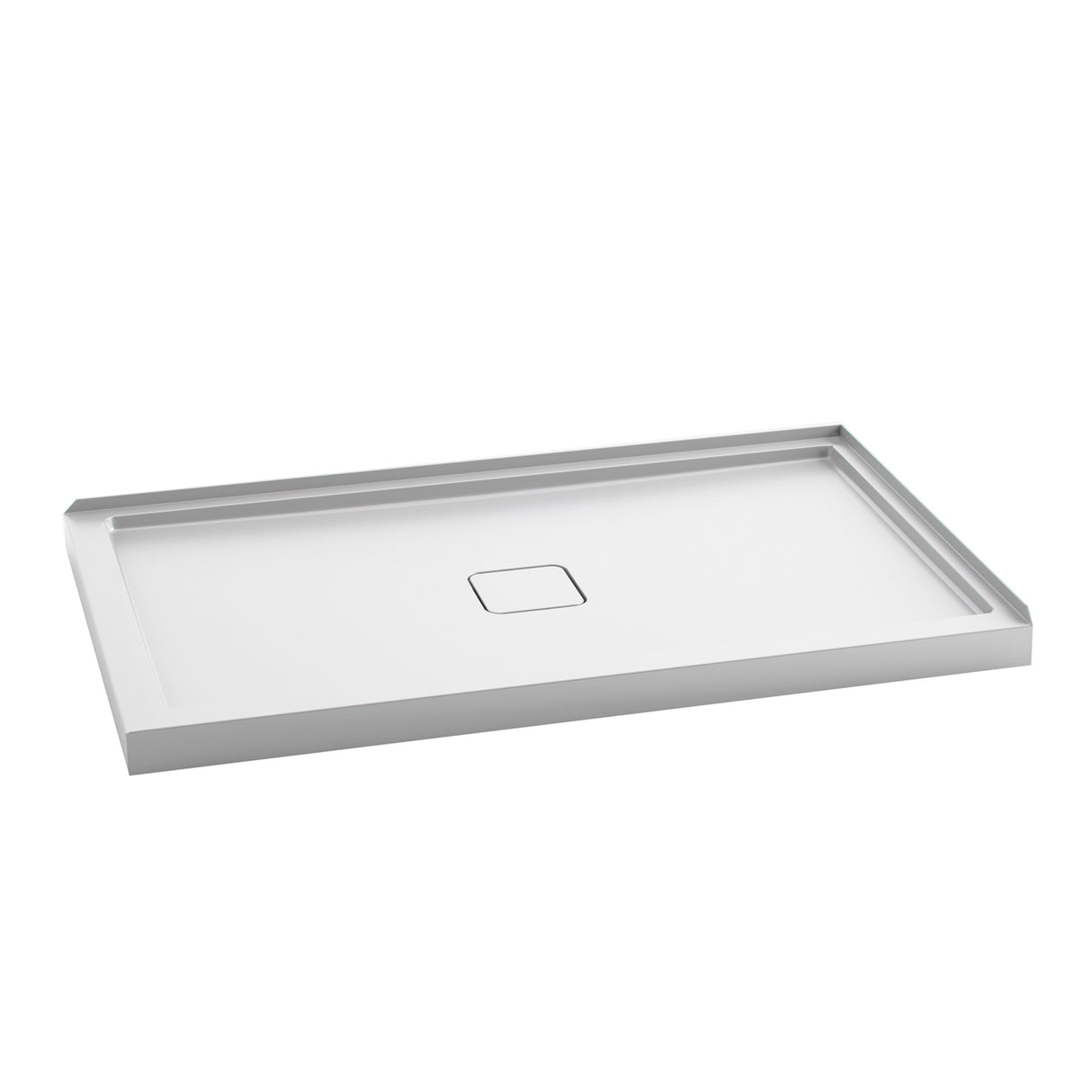 KOVER 60x36 Rectangular Acrylic Shower Base 60x36 with Central Drain and Right Integrated Tiling Flange on 2 Sides