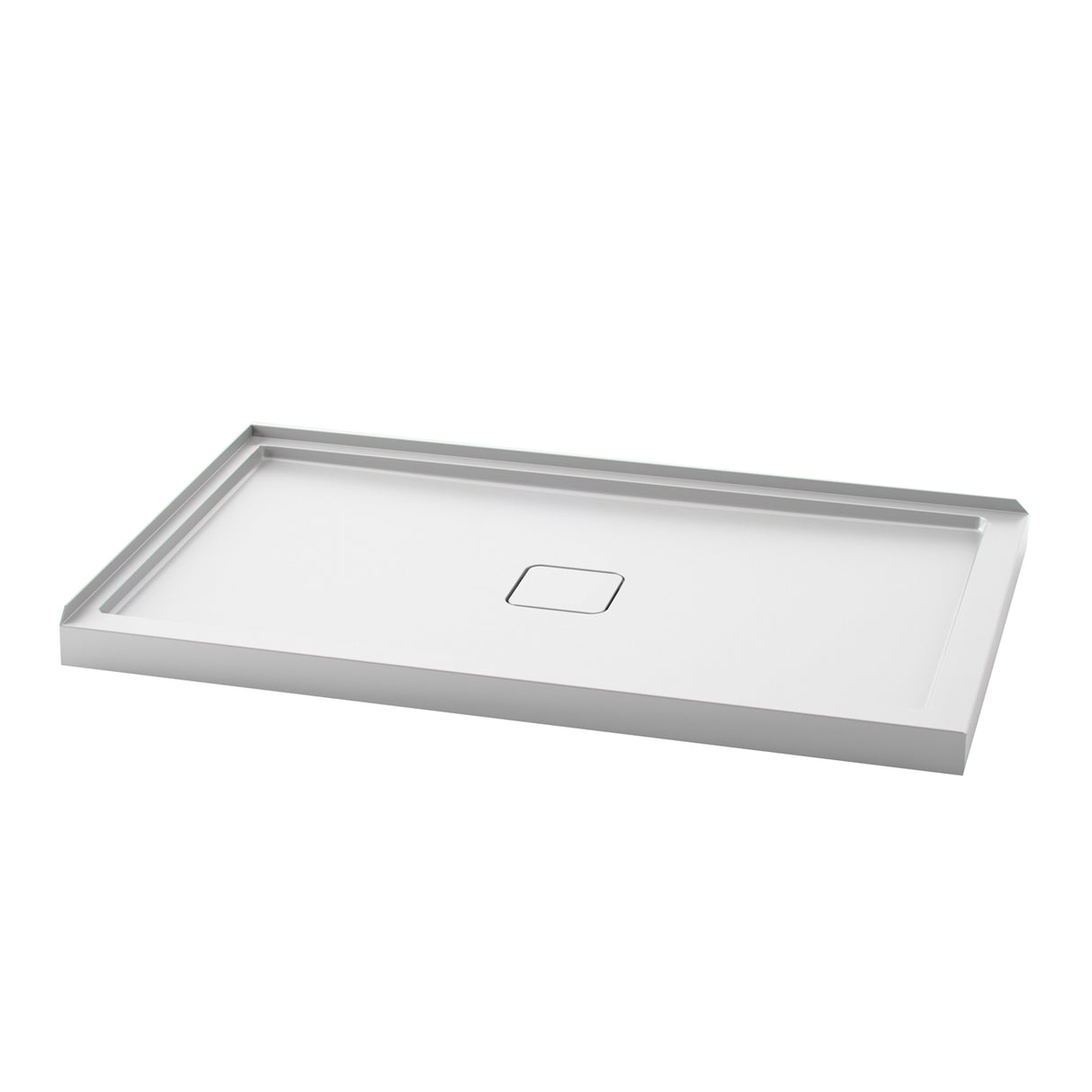 KOVER 60x36 Rectangular Acrylic Shower Base 60x36 with Central Drain and Left Integrated Tiling Flange on 2 sides