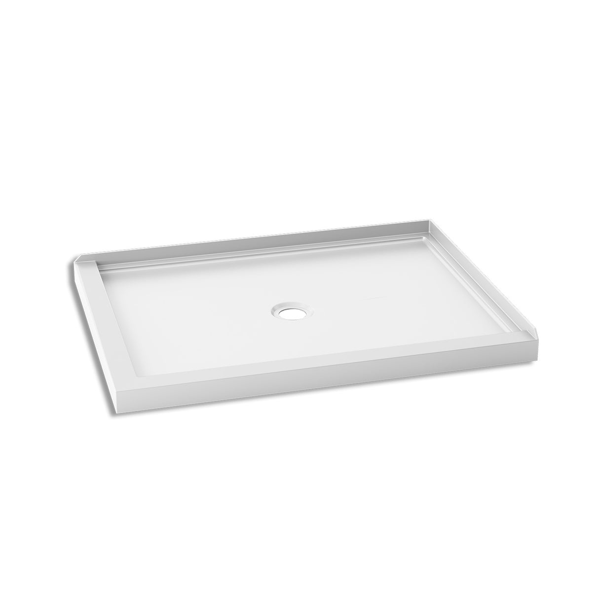 KONCEPT 48x36 - Rectangular Acrylic Shower Base 48x36 with Central Drain and Right Integrated Tiling Flange on 2 Sides