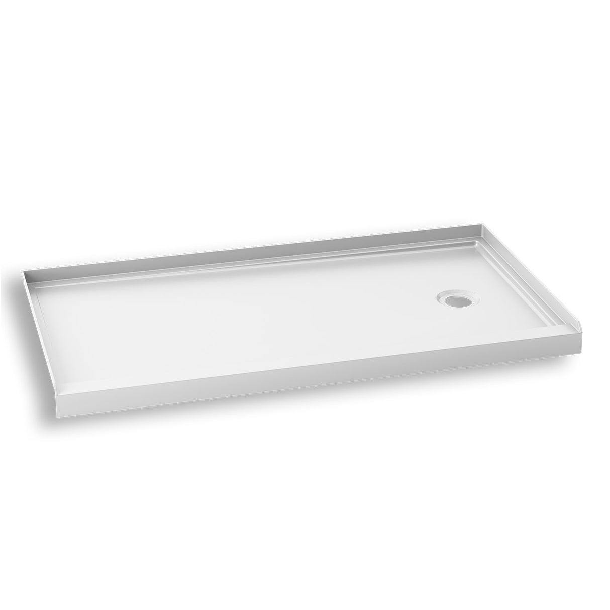 KONCEPT 60x32 - Rectangular Acrylic Shower Base 60x32 with Right Drain and Integrated Tiling Flanges on 3 Sides
