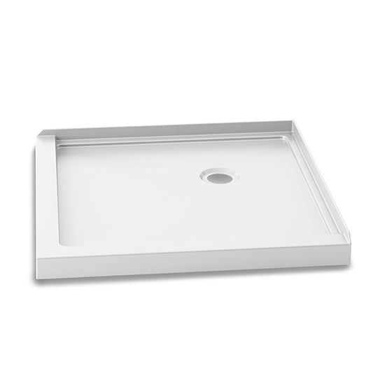 KONCEPT 36x36 - Square Acrylic Shower Base 36x36 with Corner Drain and Integrated Tiling Flanges on 2 Sides
