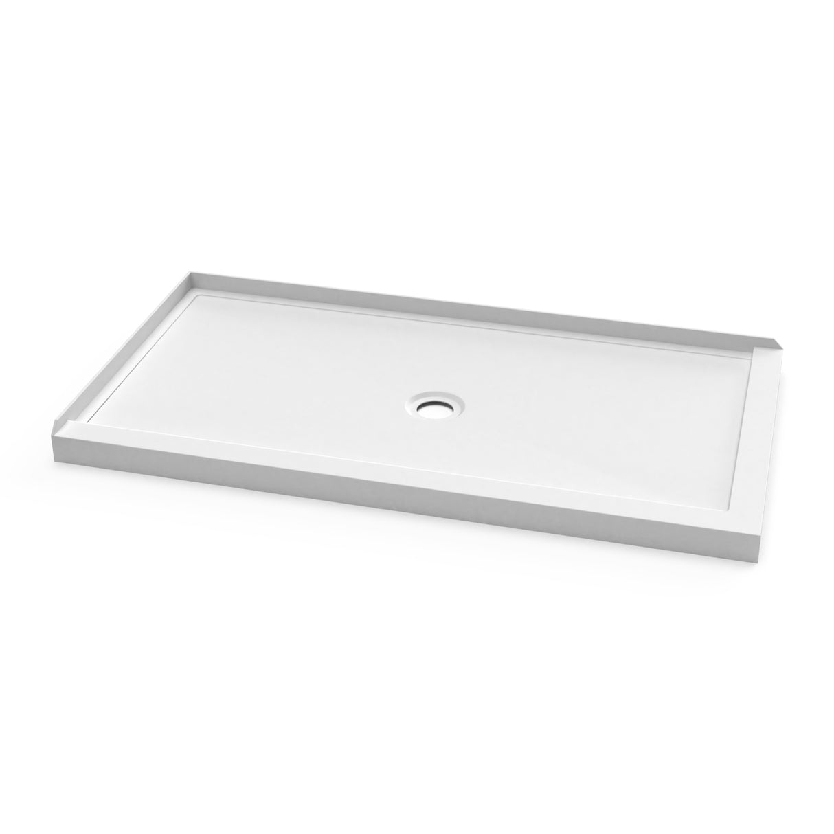 KONCEPT 60x32 - Rectangular Acrylic Shower Base 60x32 with Central Drain and Left Integrated Tiling Flange on 2 Sides