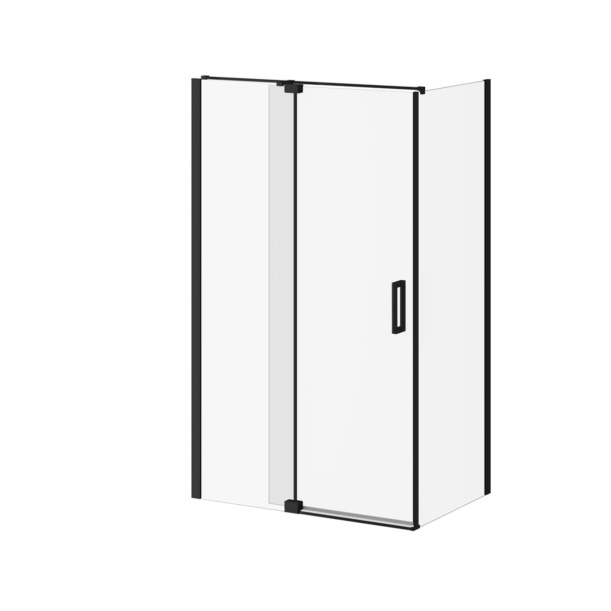 DISTINK (Box 1 of 2) 48 inchesx77 inches 2-Panel Pivot Shower Door for Corner Inst. (Reversible) Clear Duraclean Glass