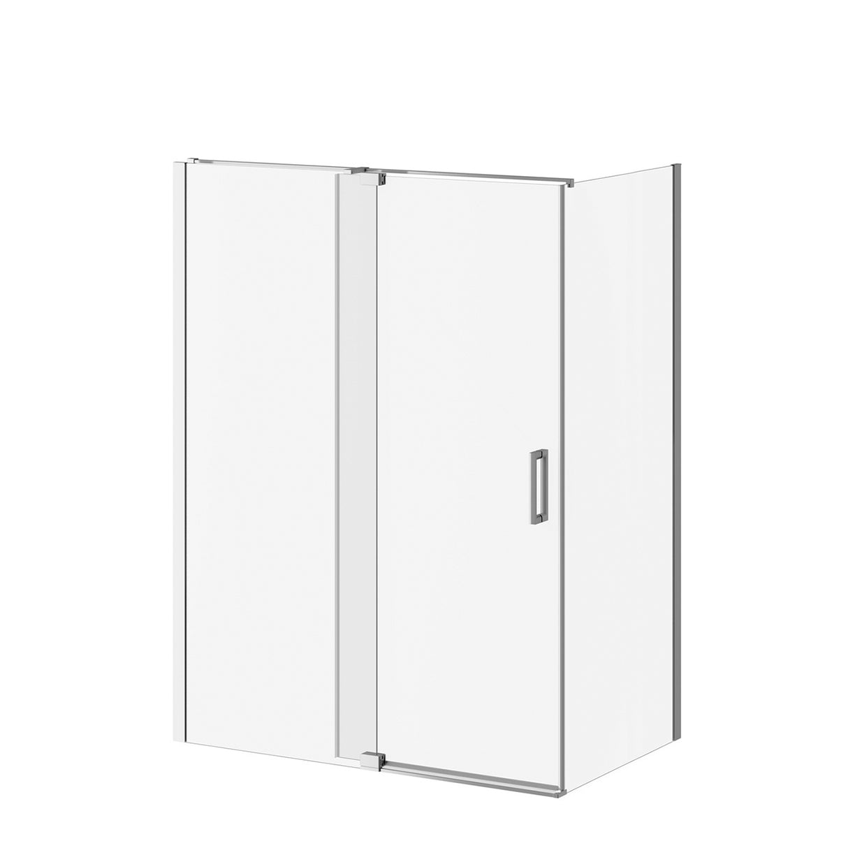 DISTINK (Box 1 of 2) 60 inchesx77 inches 2-Panel Pivot Shower Door for Corner Inst. (Reversible) Clear Duraclean Glass