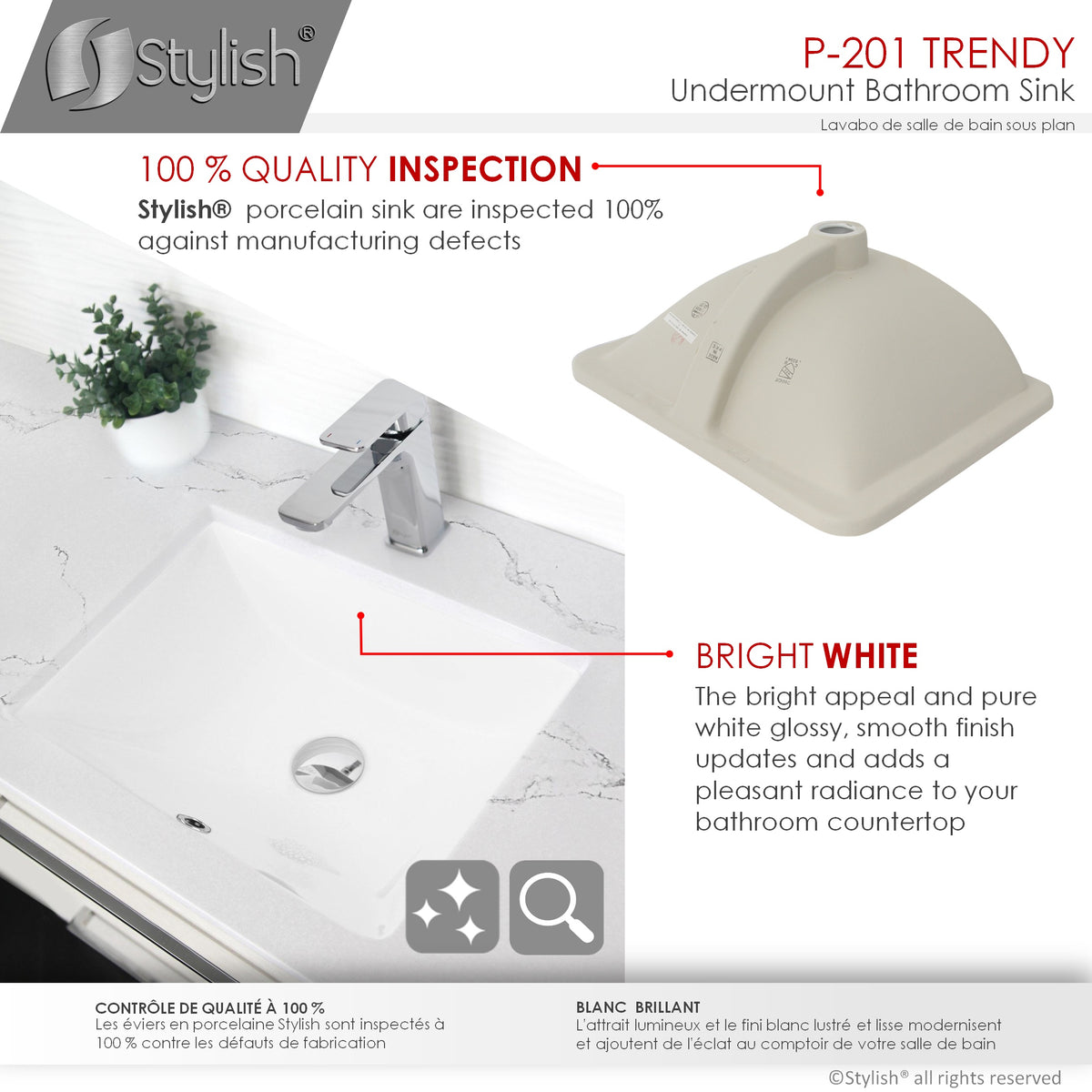 Stylish 18-inch Rectangular Undermount Bathroom Sink - image 4