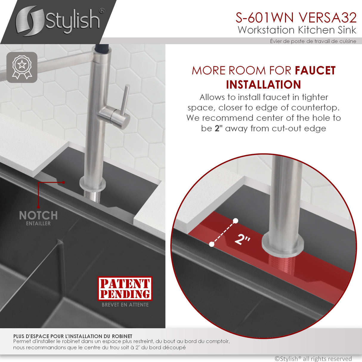 STYLISH 32 inch Workstation Double Bowl Undermount 16 Gauge Stainless Steel Kitchen Sink with Built in Accessories
