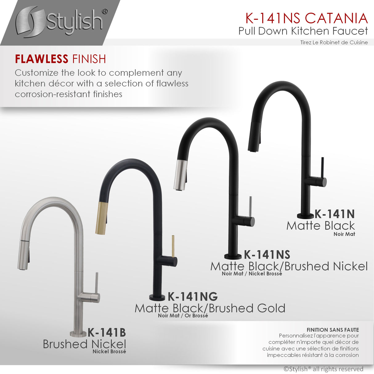 Stylish Lead-Free Pull-Down Kitchen Faucet Single Handle - image 9