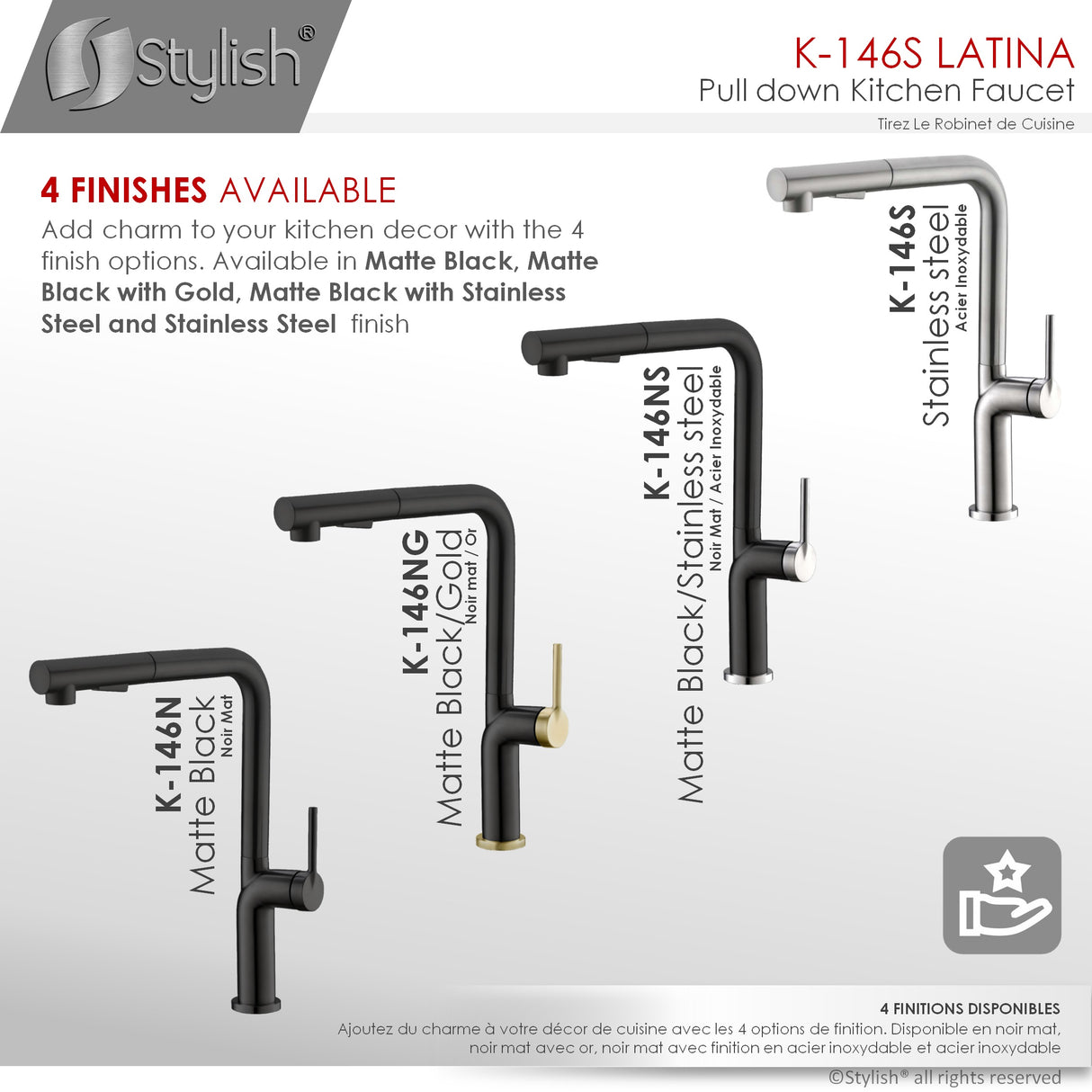 Stylish Single Handle Pull-Down Kitchen Faucet Dual Mode - image 9
