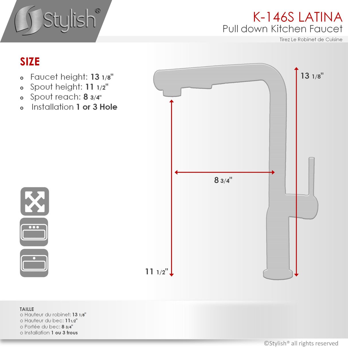 Stylish Single Handle Pull-Down Kitchen Faucet Dual Mode - image 4