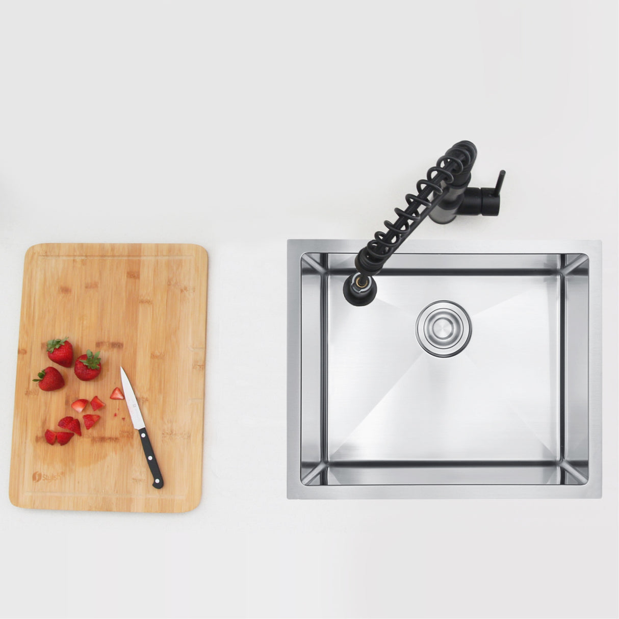 STYLISH 22 x 18 inch Single Bowl Undermount and Drop-in Stainless Steel Laundry Sink