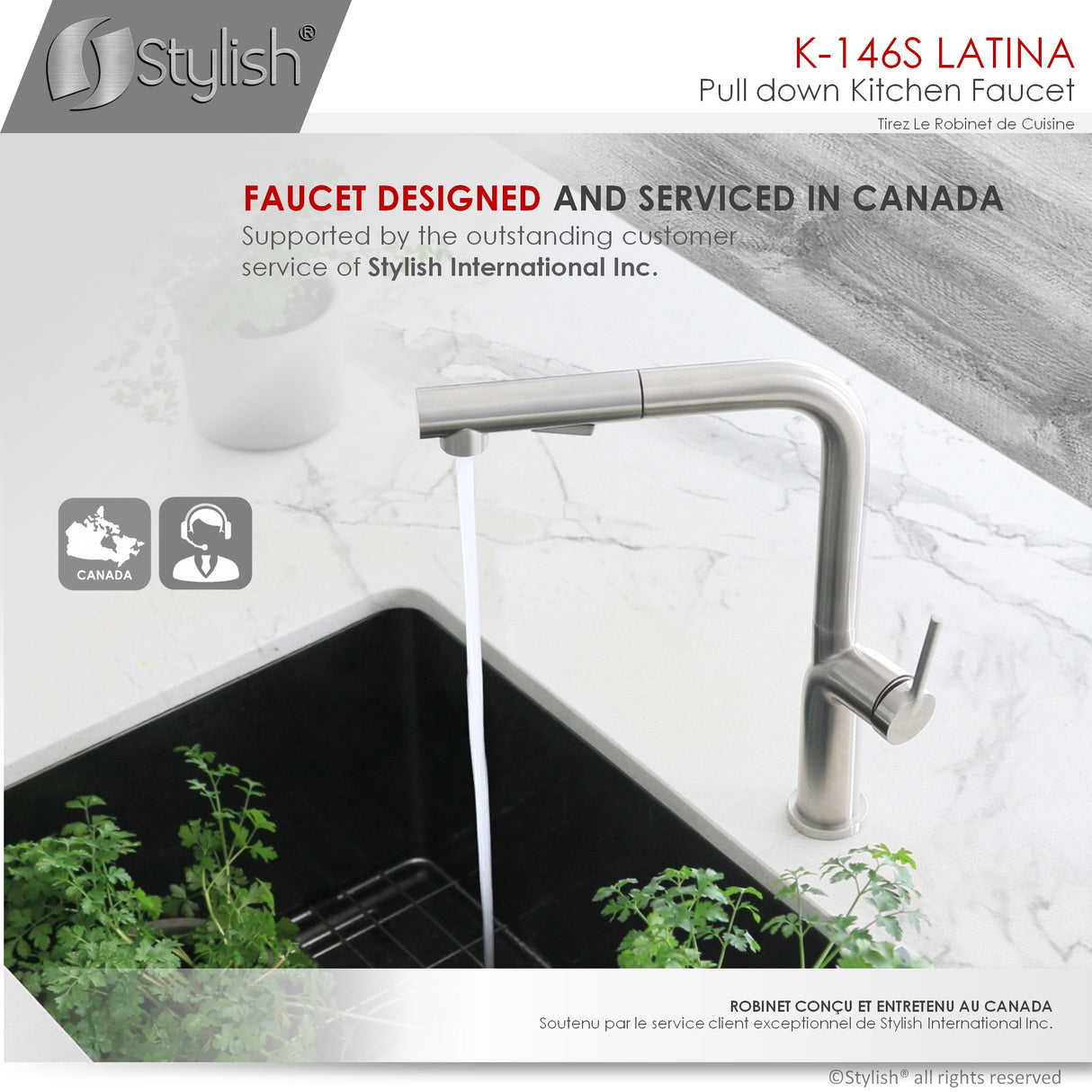 Stylish Single Handle Pull-Down Kitchen Faucet Dual Mode - image 12