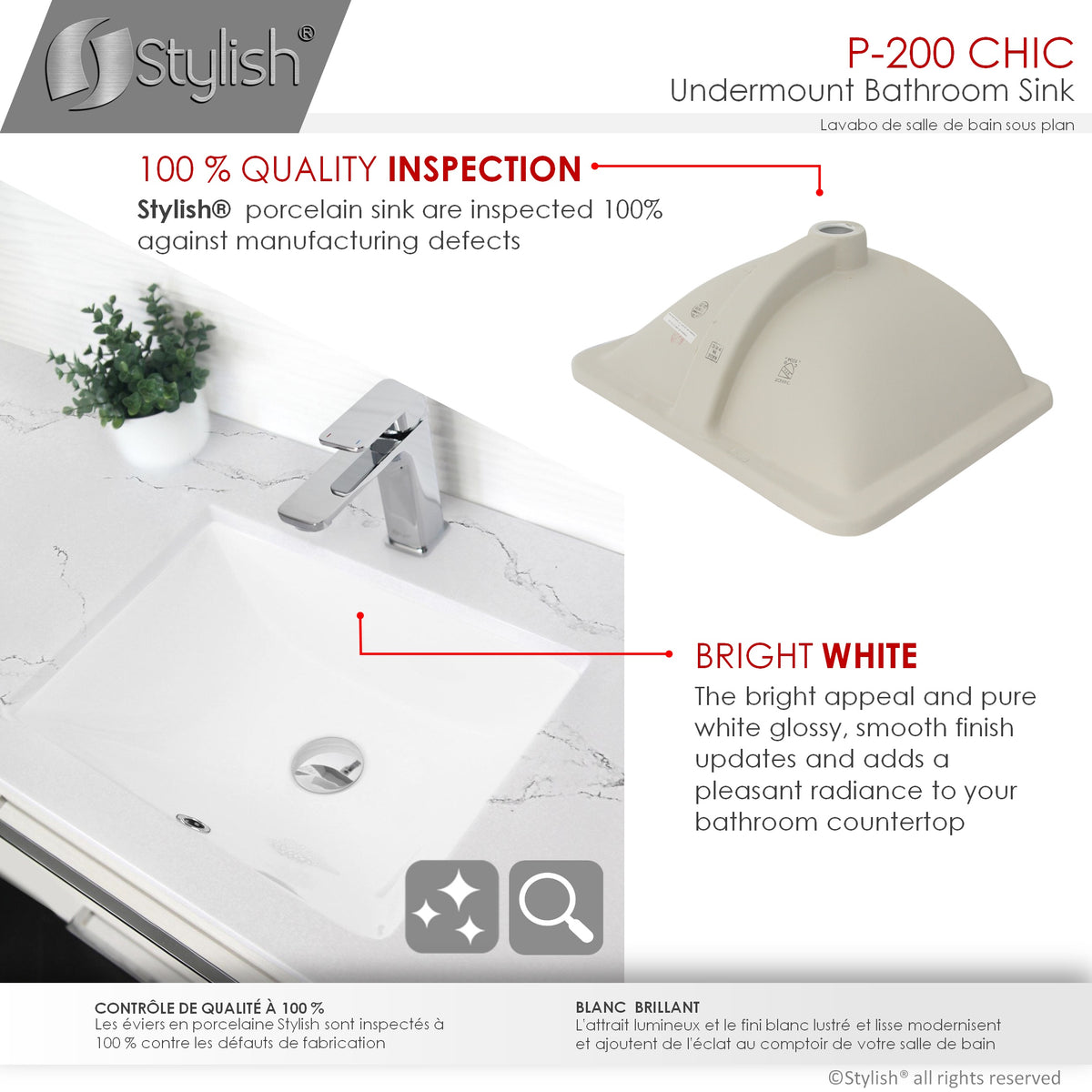 Stylish 20 3/4-inch Rectangular Undermount Bathroom Sink - image 4