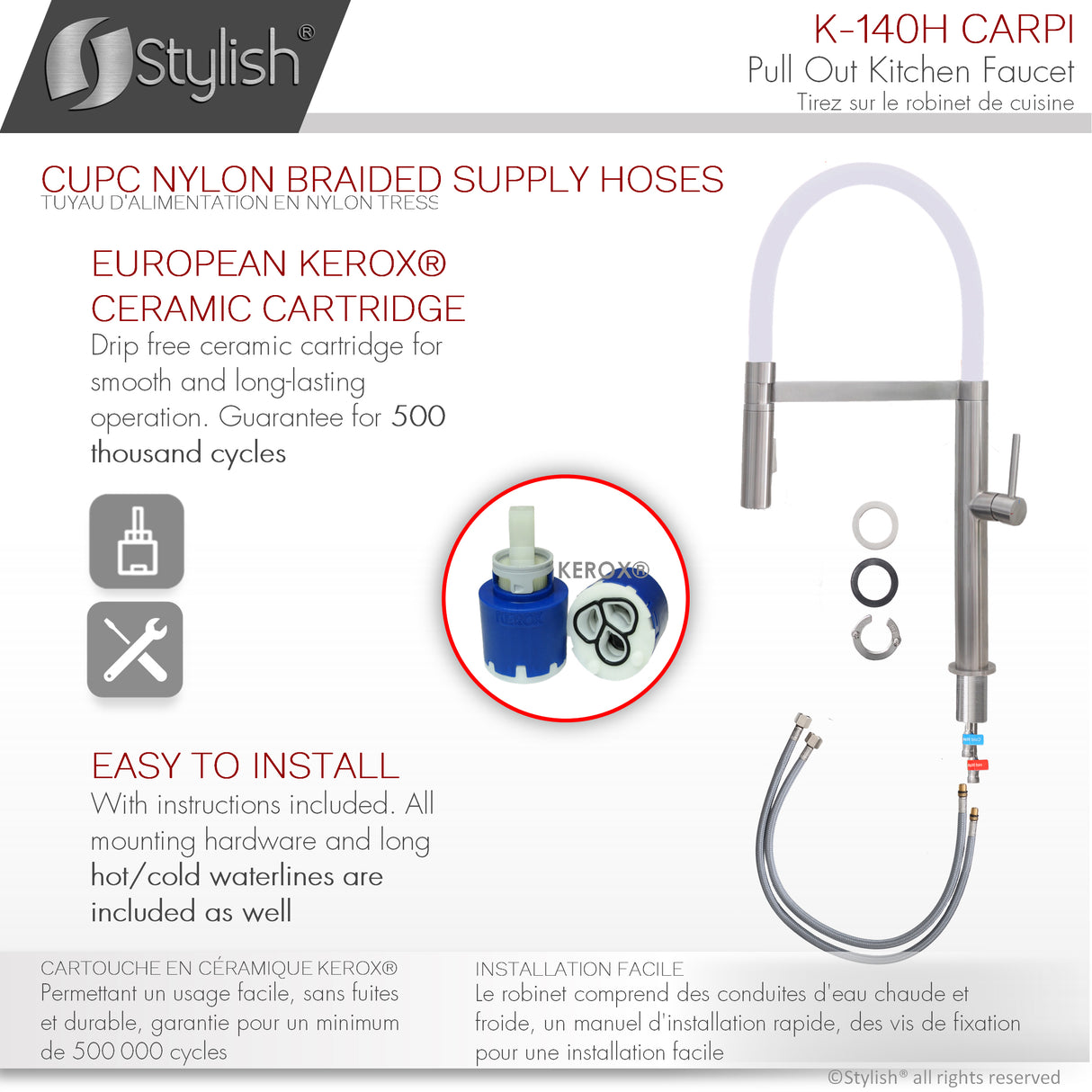 Stylish Single Handle Pull-Out Kitchen Faucet Dual Mode - image 10