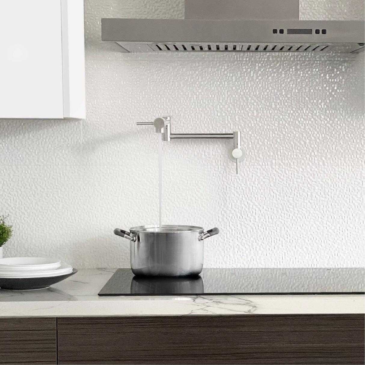 Stylish Wall Mount Folding Pot Filler Faucet Two Handle - image 12