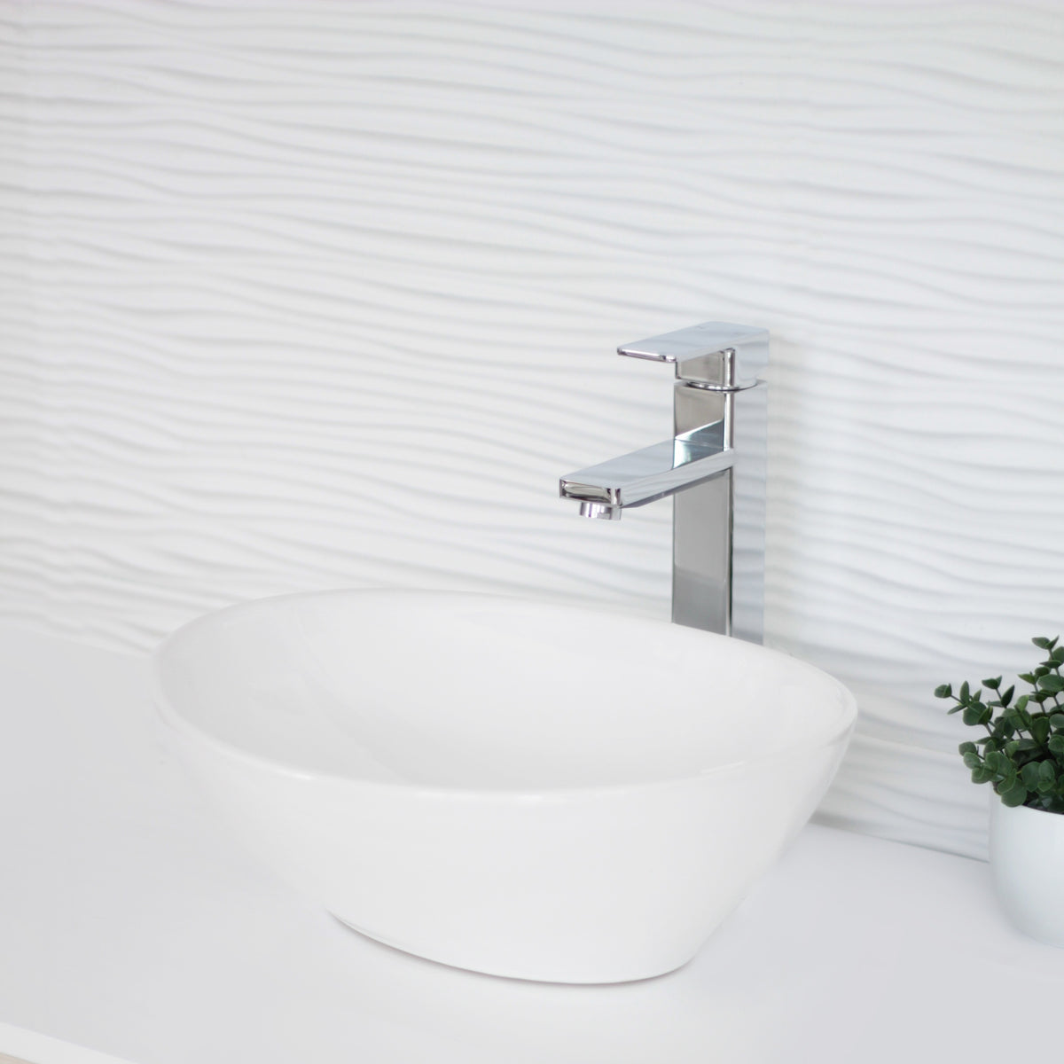 Stylish 15-inch Oval Vessel Bathroom Sink - image 8
