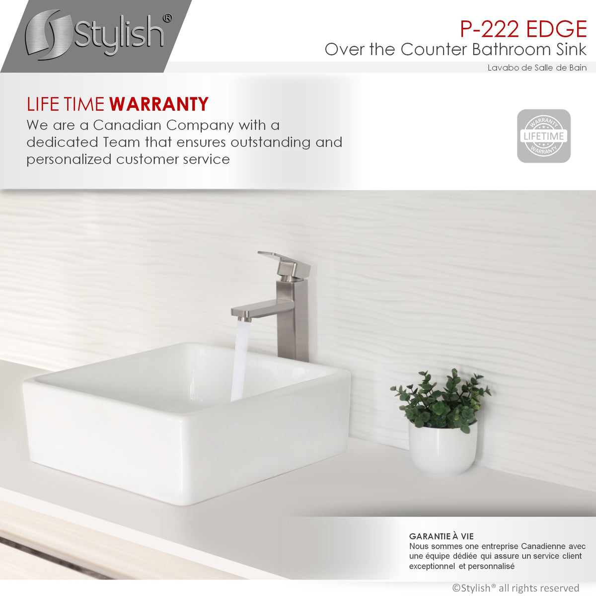 Stylish 15-inch Square Vessel Bathroom Sink - image 7