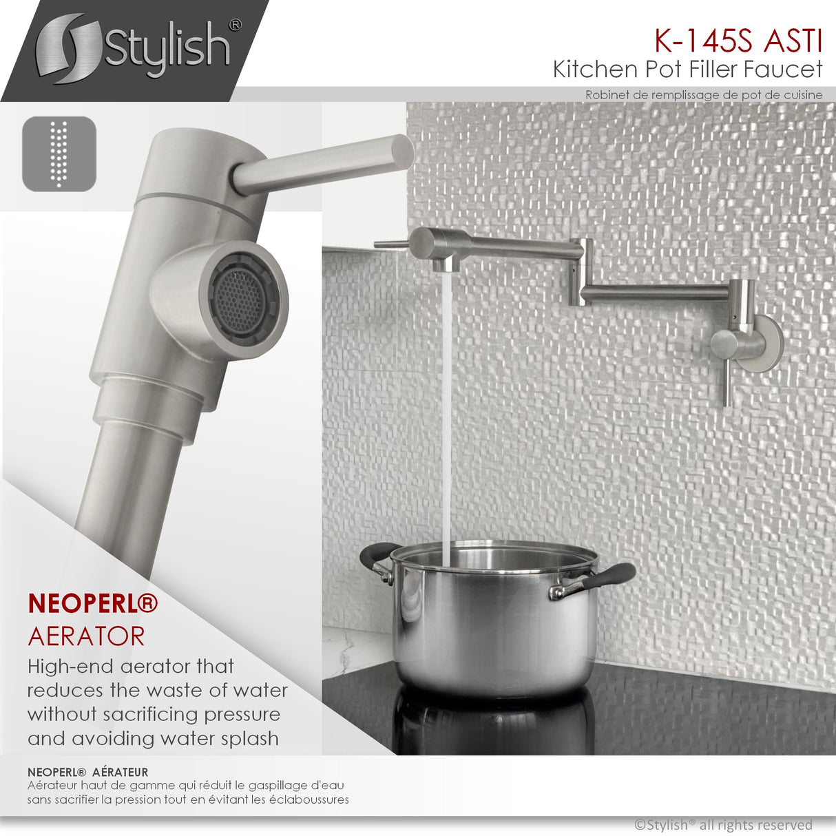 Stylish Wall Mount Folding Pot Filler Faucet Two Handle - image 5