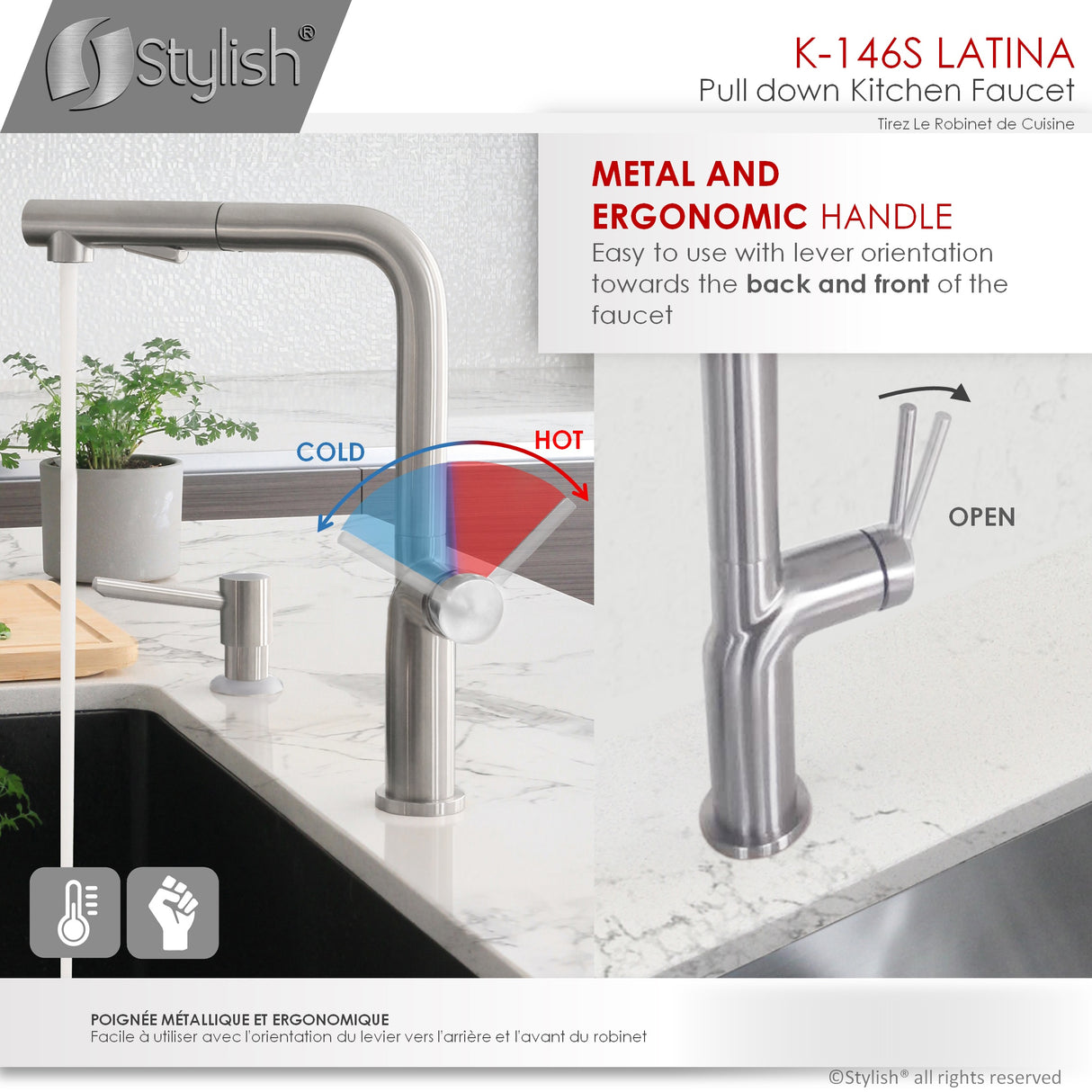 Stylish Single Handle Pull-Down Kitchen Faucet Dual Mode - image 7