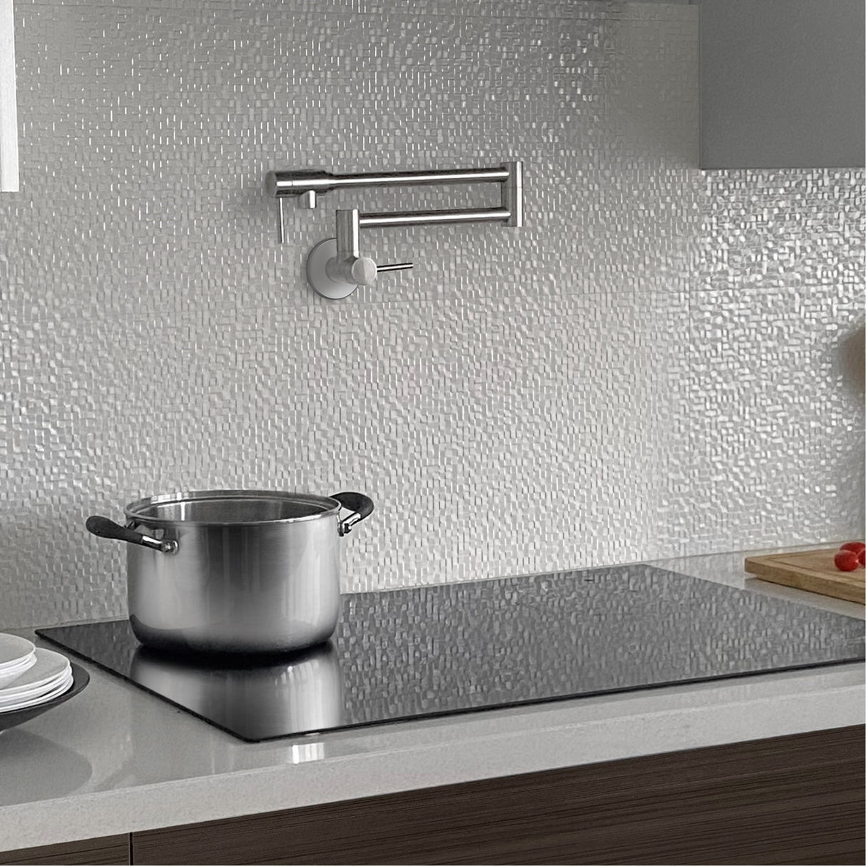 Stylish Wall Mount Folding Pot Filler Faucet Two Handle - image 11