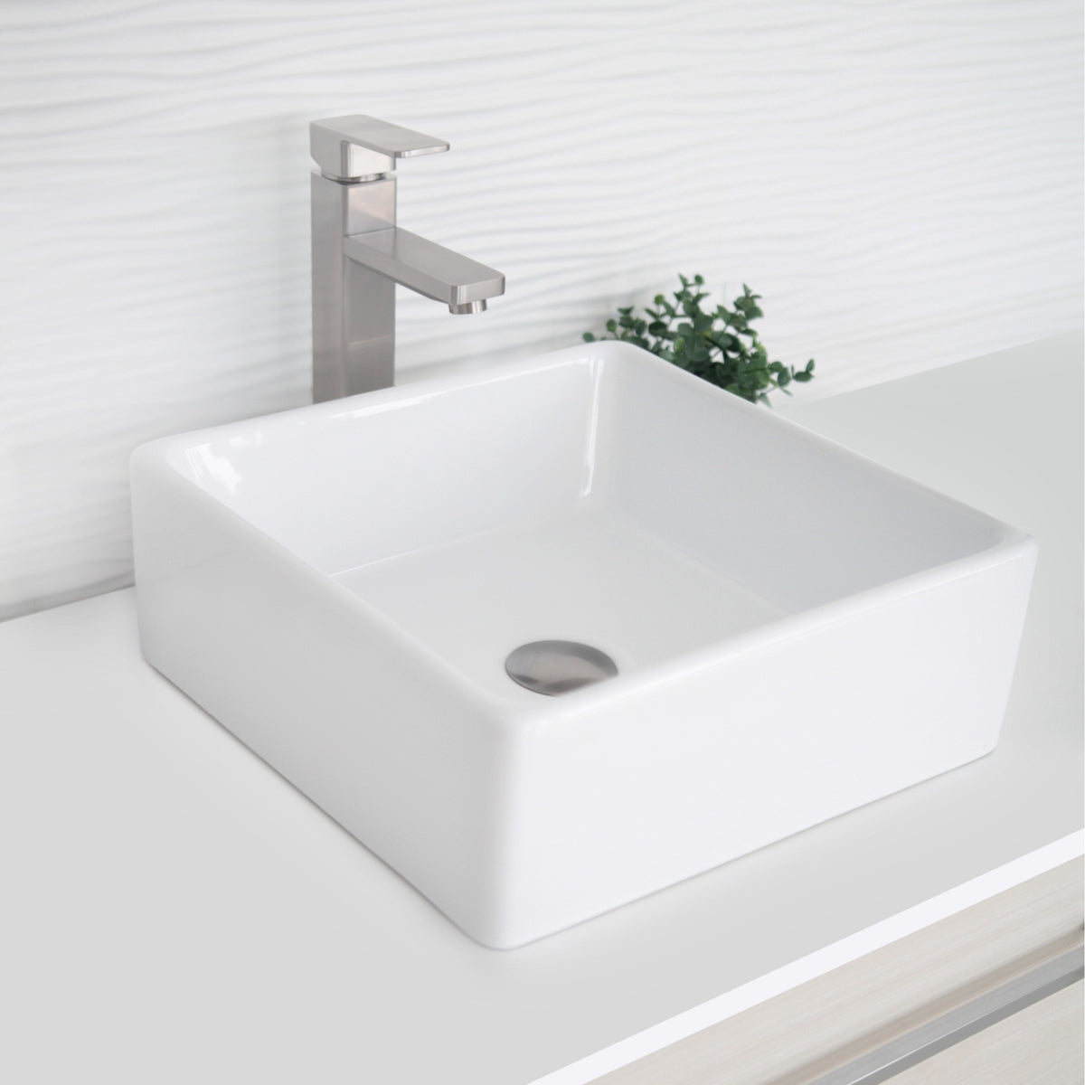 Stylish 15-inch Square Vessel Bathroom Sink - image 2