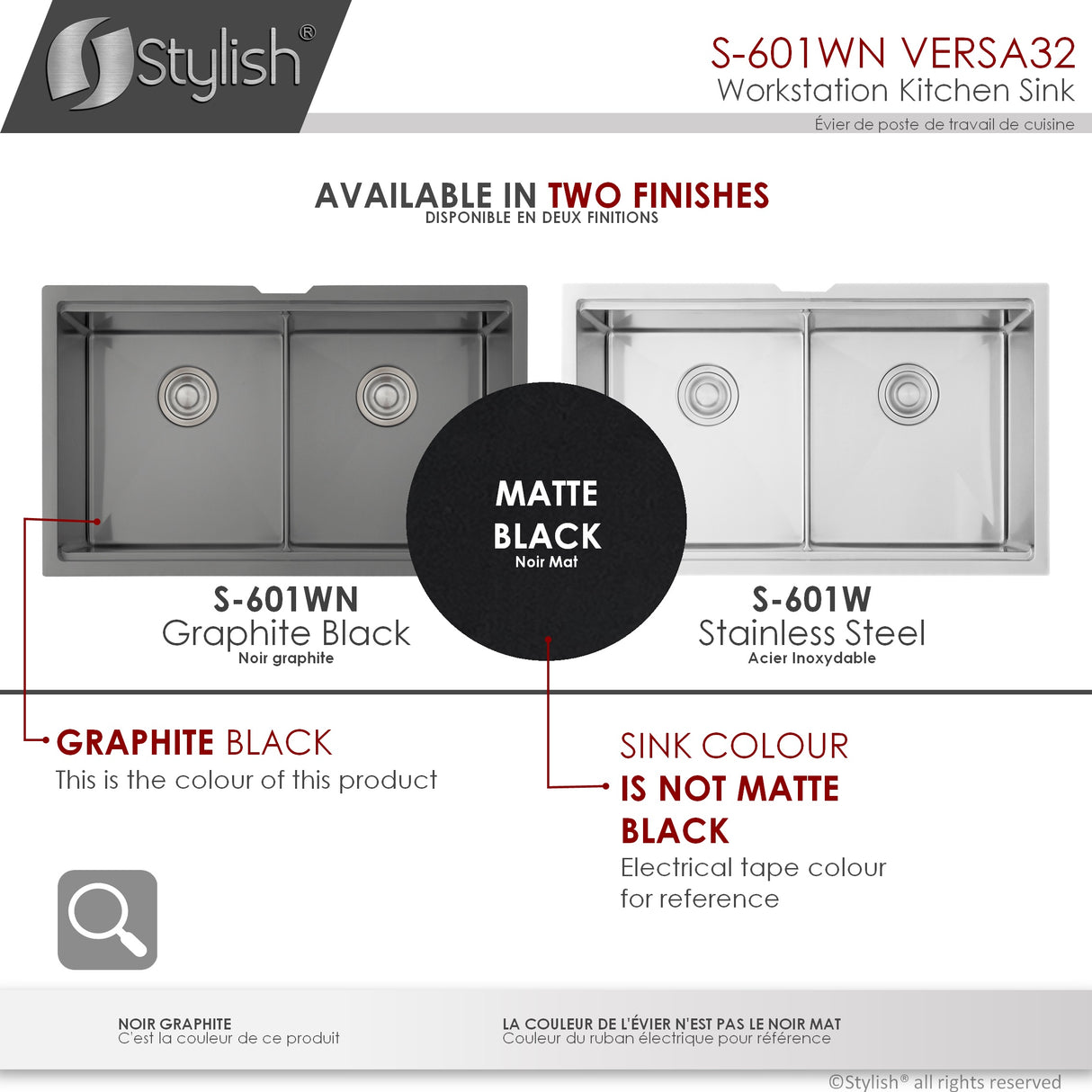 STYLISH 32 inch Workstation Double Bowl Undermount 16 Gauge Stainless Steel Kitchen Sink with Built in Accessories
