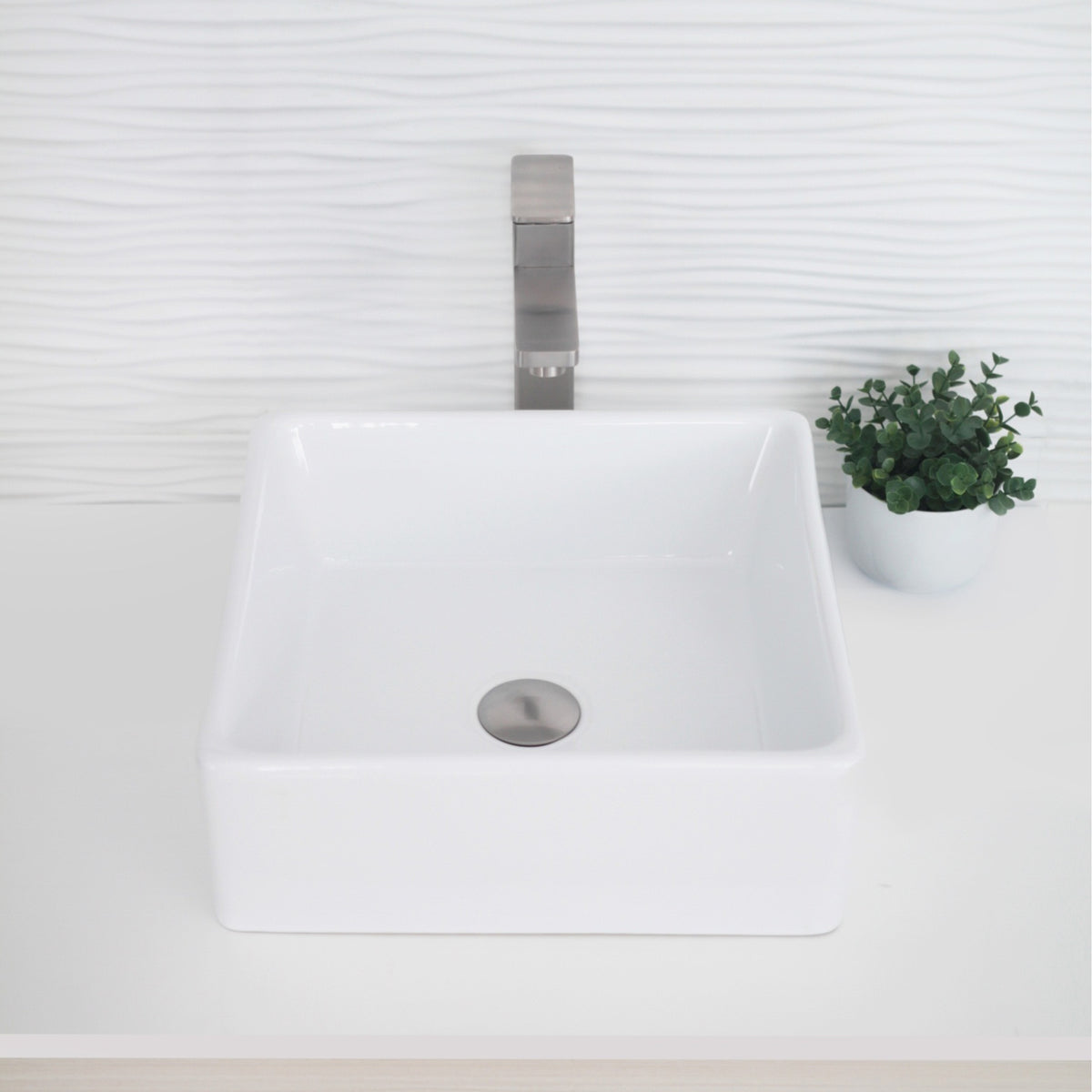Stylish 15-inch Square Vessel Bathroom Sink - image 8