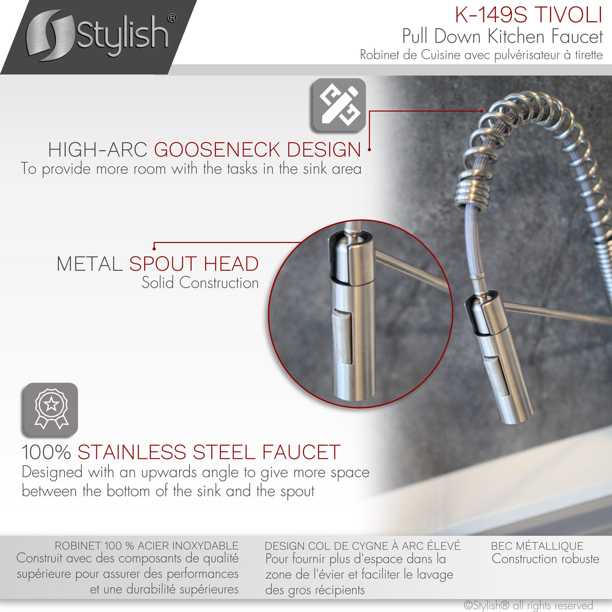 Stylish Pull-Down Kitchen Faucet Single Handle Dual Mode - image 8