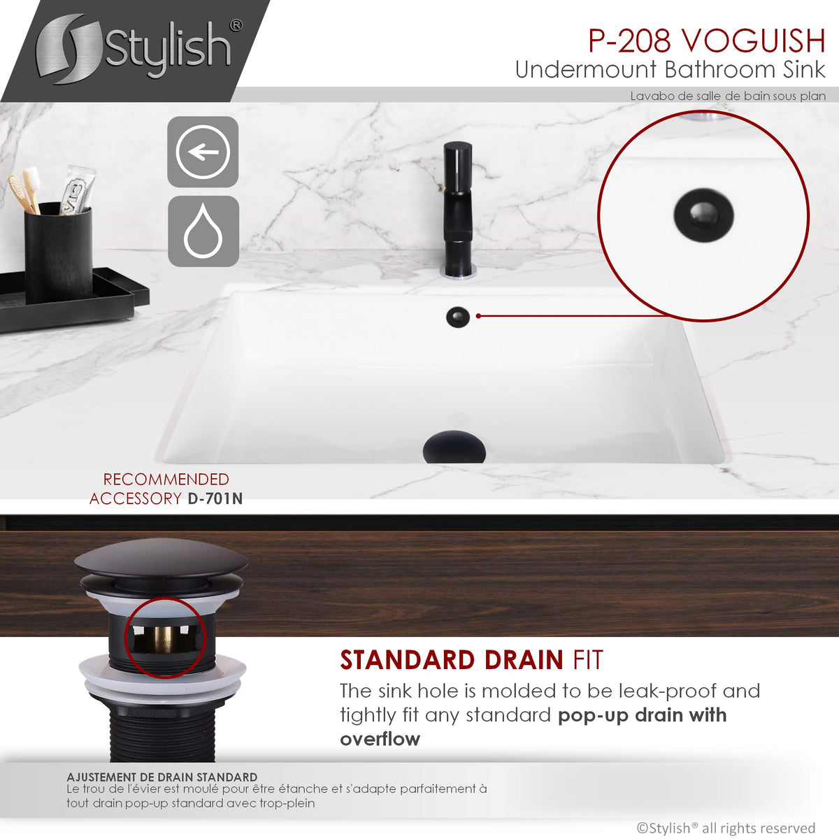Stylish 24-inch Rectangular Undermount Ceramic Bathroom Sink - image 5