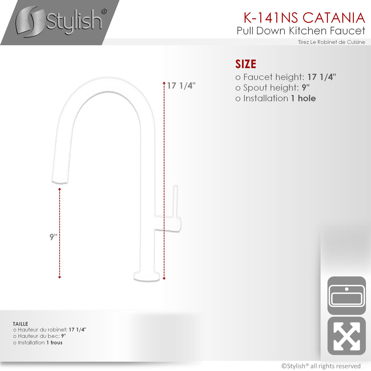 Stylish Lead-Free Pull-Down Kitchen Faucet Single Handle - image 4