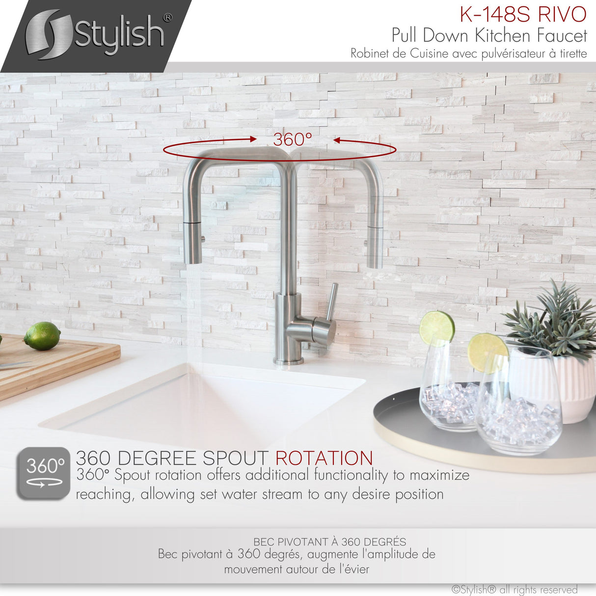 Stylish Brushed Gold Pull-Down Kitchen Faucet Single Handle - image 3
