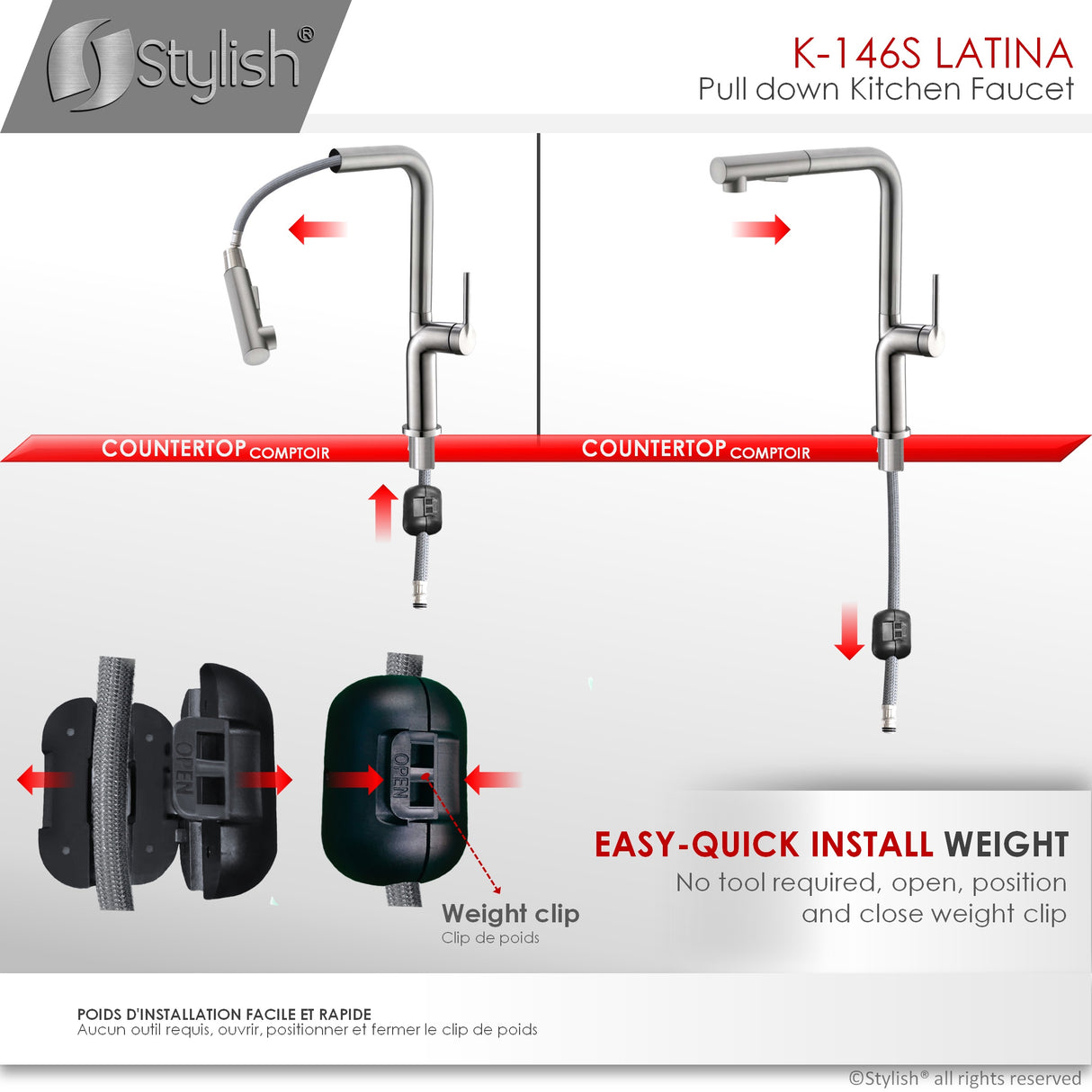 Stylish Single Handle Pull-Down Kitchen Faucet Dual Mode - image 11