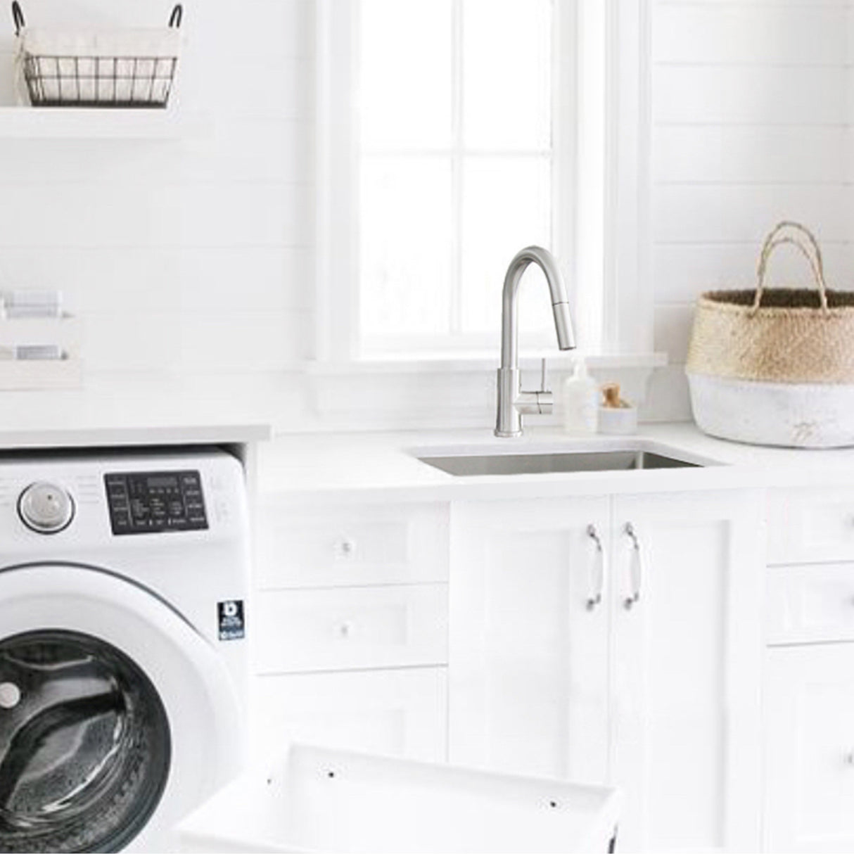 STYLISH 22 x 18 inch Single Bowl Undermount and Drop-in Stainless Steel Laundry Sink