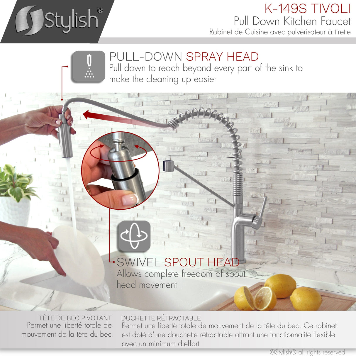 Stylish Pull-Down Kitchen Faucet Single Handle Dual Mode - image 11