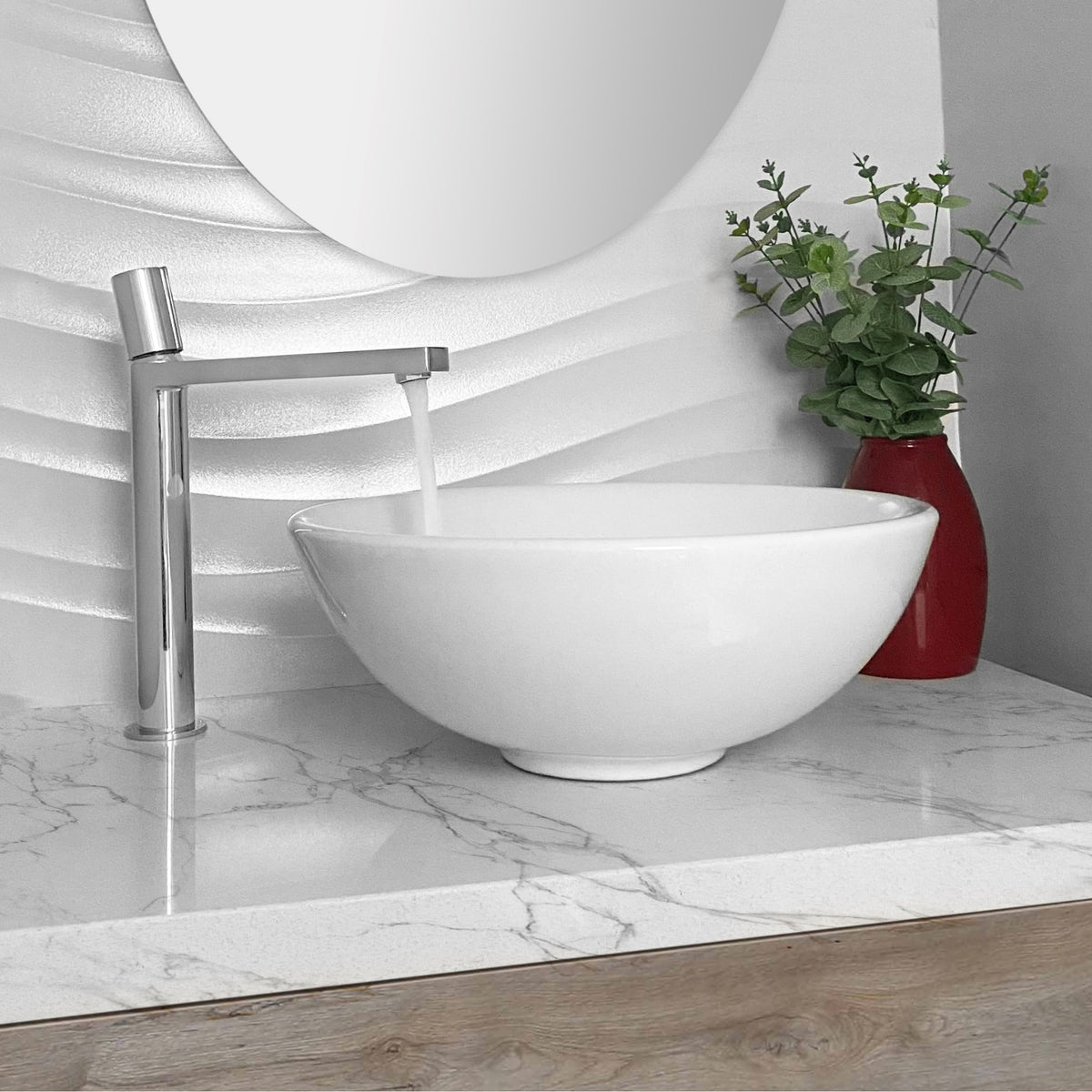 Stylish 16-inch White Round Ceramic Vessel Sink - image 9