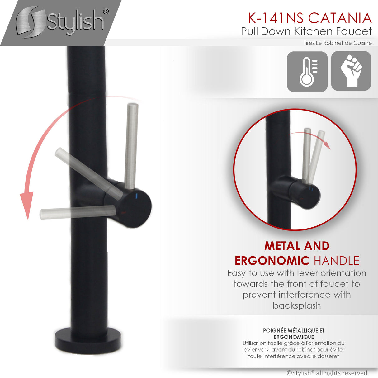 Stylish Lead-Free Pull-Down Kitchen Faucet Single Handle - image 7