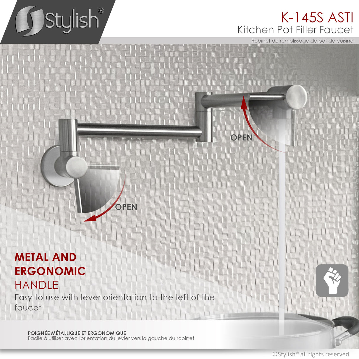 Stylish Wall Mount Folding Pot Filler Faucet Two Handle - image 7