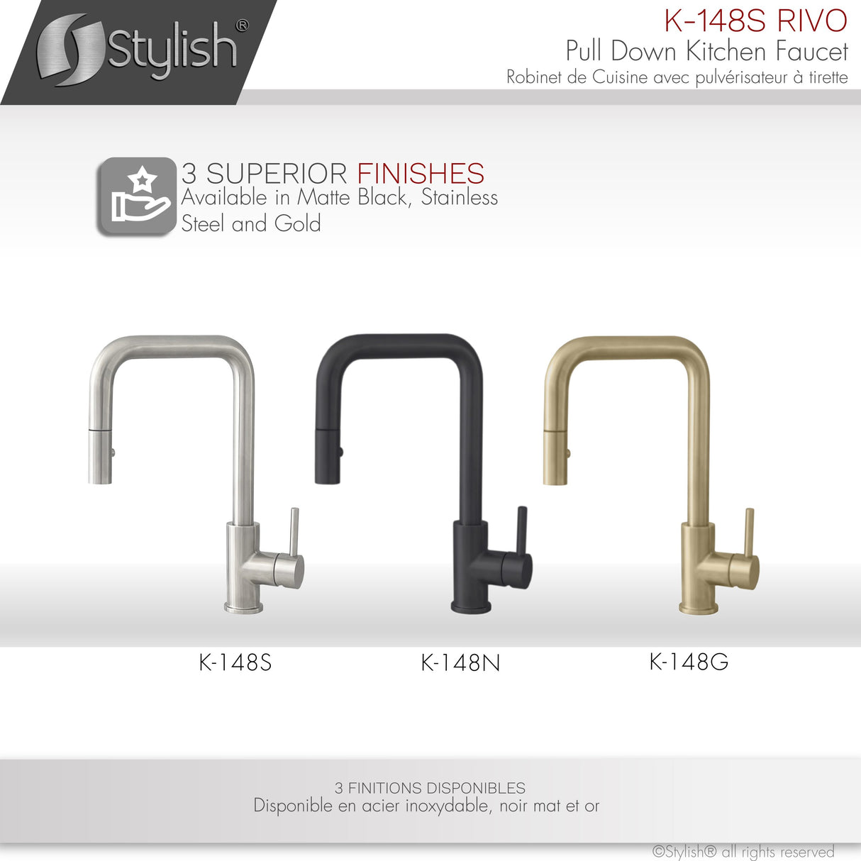 Stylish Brushed Gold Pull-Down Kitchen Faucet Single Handle - image 9