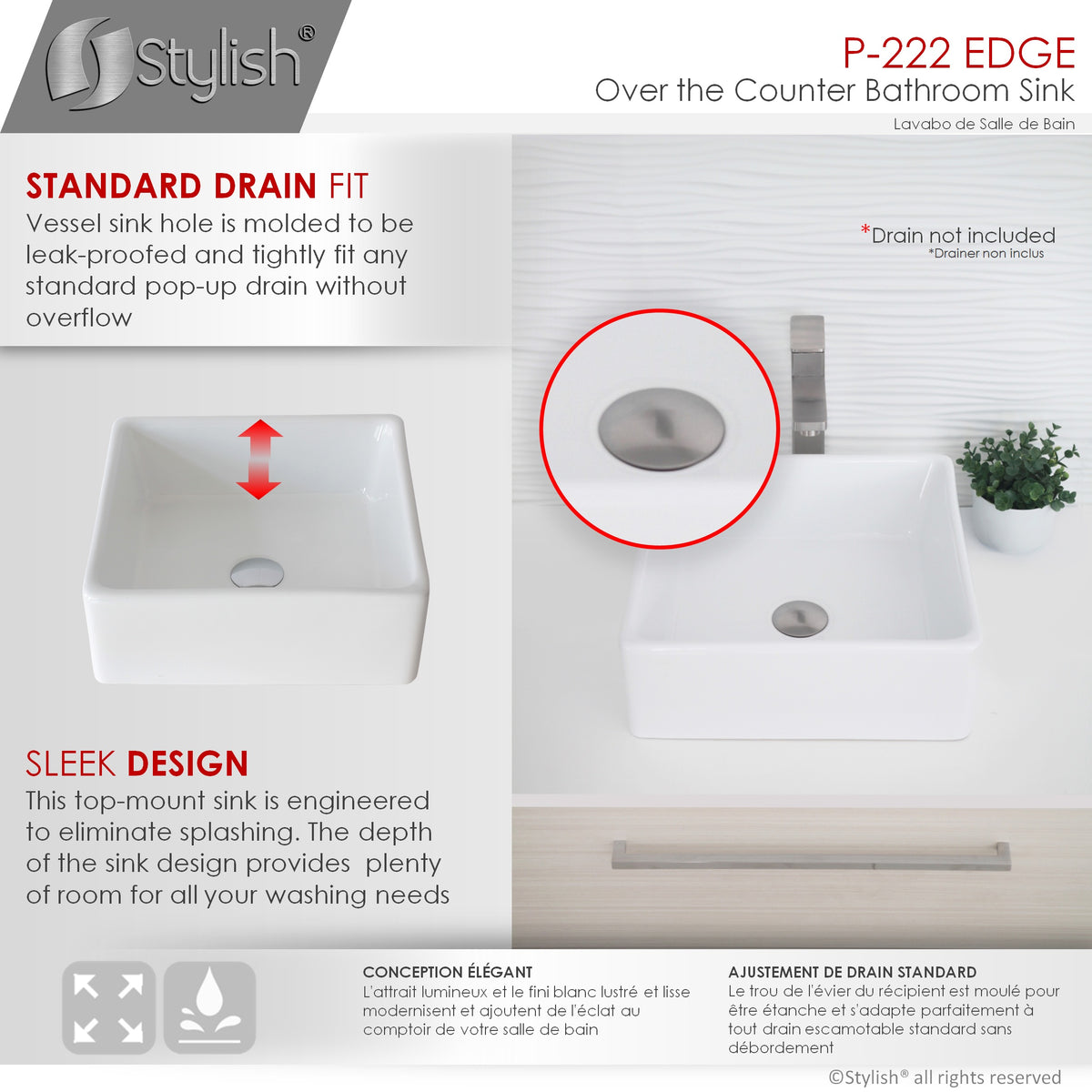 Stylish 15-inch Square Vessel Bathroom Sink - image 5