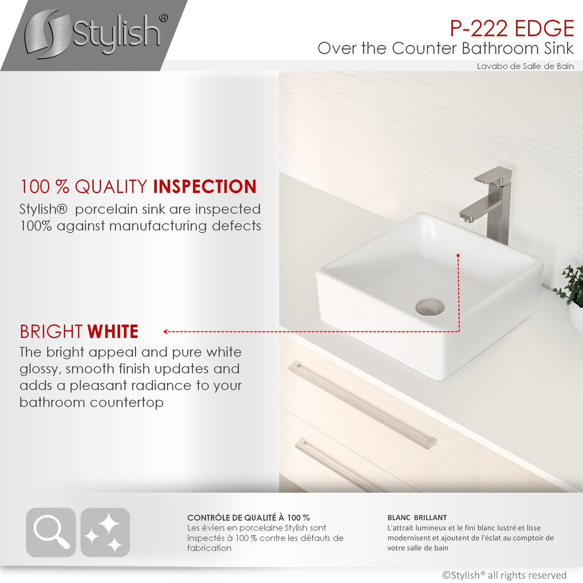 Stylish 15-inch Square Vessel Bathroom Sink - image 4