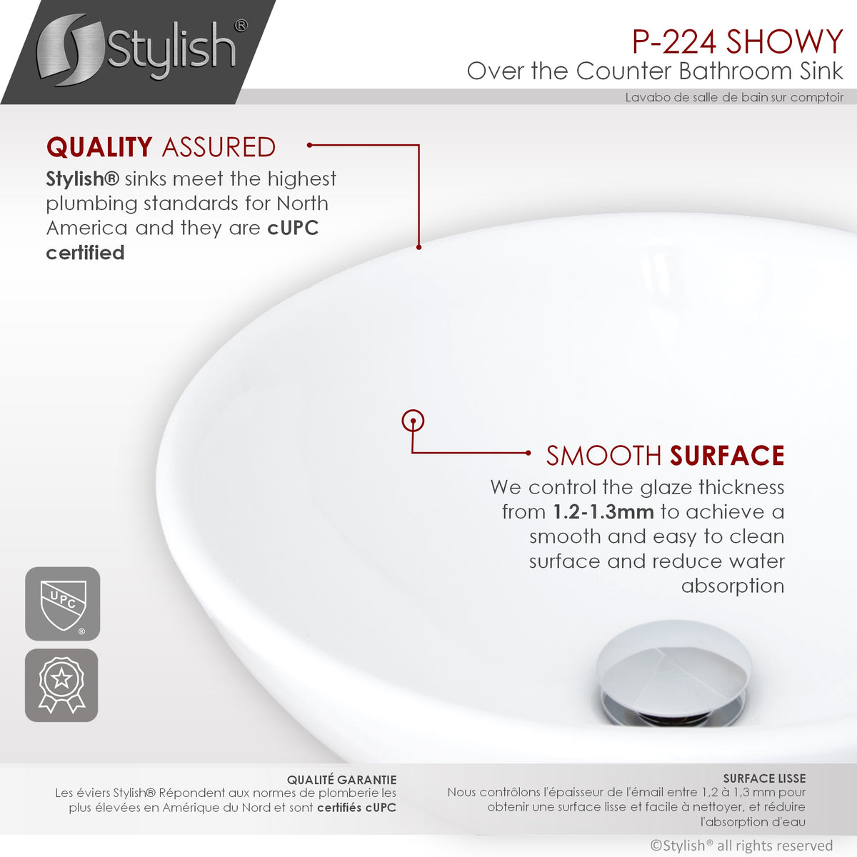 Stylish 16-inch White Round Ceramic Vessel Sink - image 3