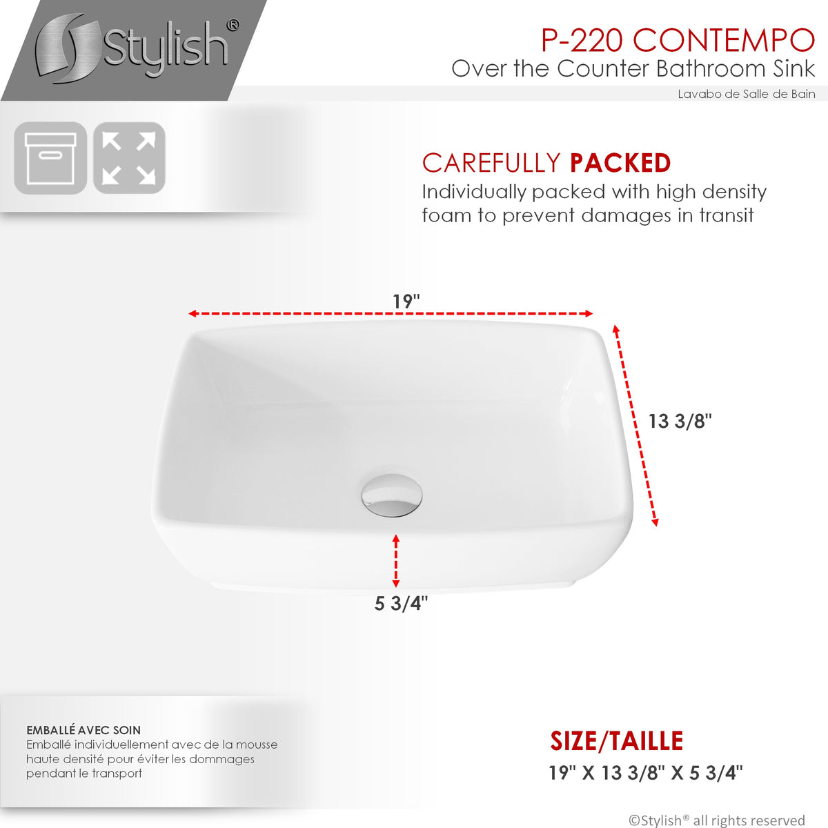 Stylish 19-inch Rectangular Vessel Bathroom Sink - image 6